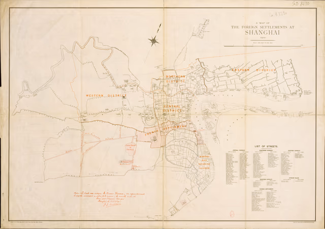 A map of the foreign settlements at Shanghai