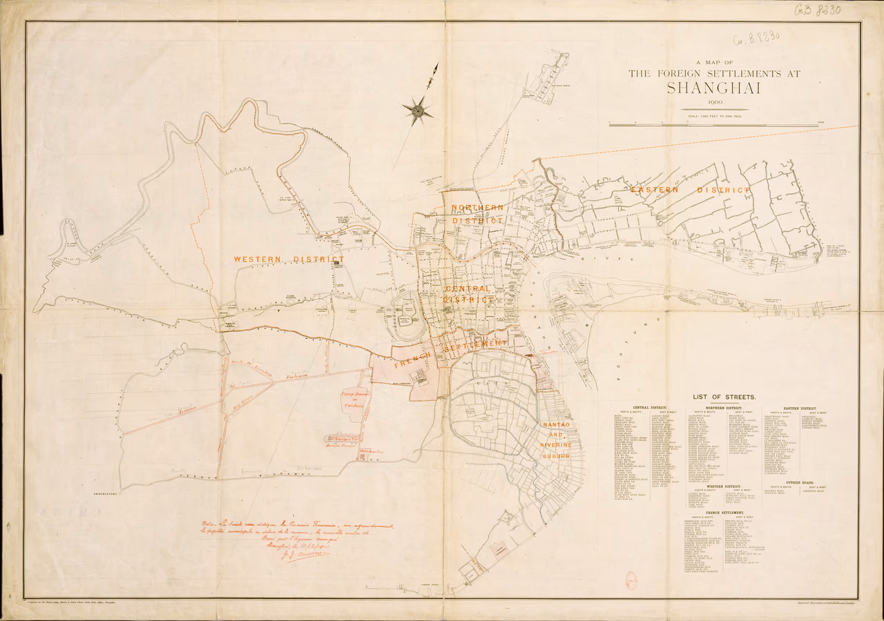 A map of the foreign settlements at Shanghai