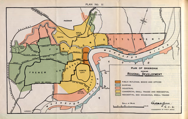 Plan of Shanghai showing regional development